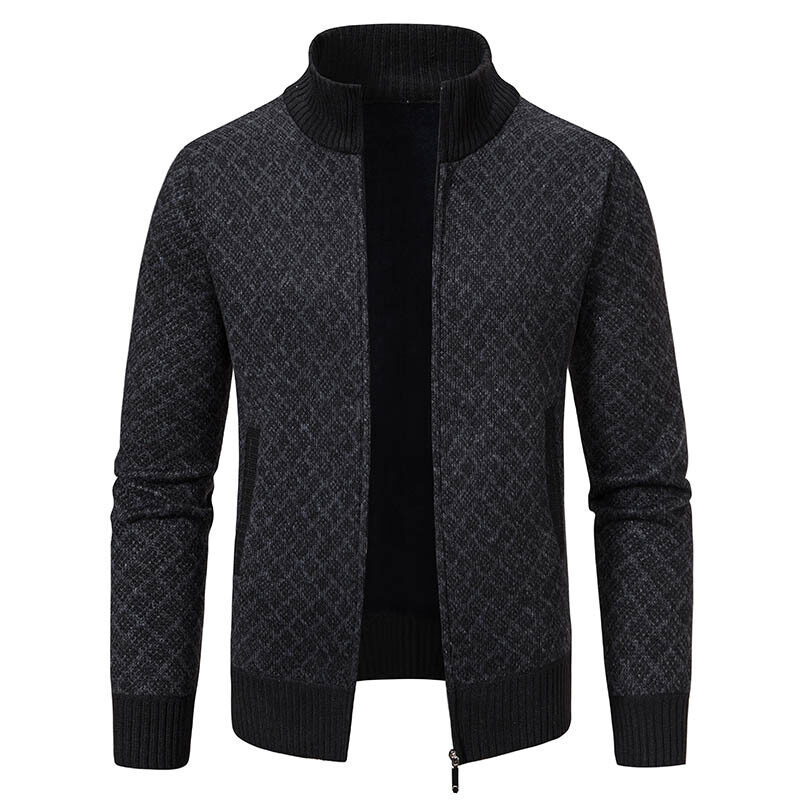 Thickened Plaid Print Jacket Cardigan Fashion Slim Fit