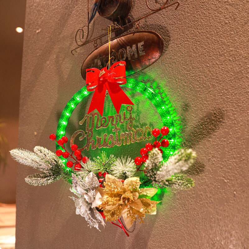 Christmas 30CM Luminous Garland Door Hanging Decorations