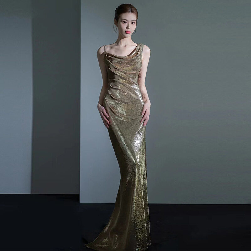 Fishtail Evening Dress For Women Elegant Sequins Annual