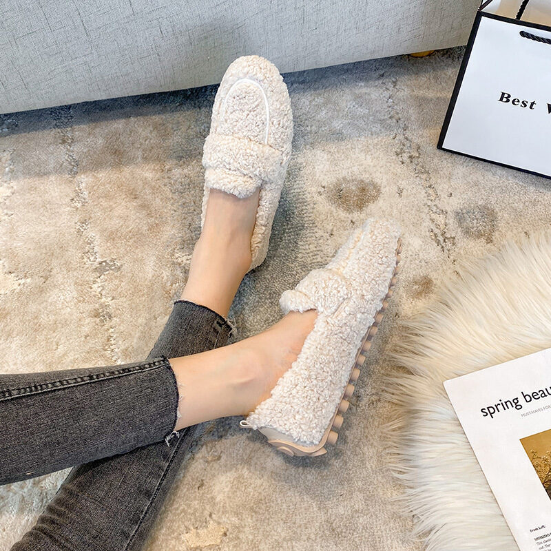 Winter Plush Flats Shoes Ins Fashion Slip