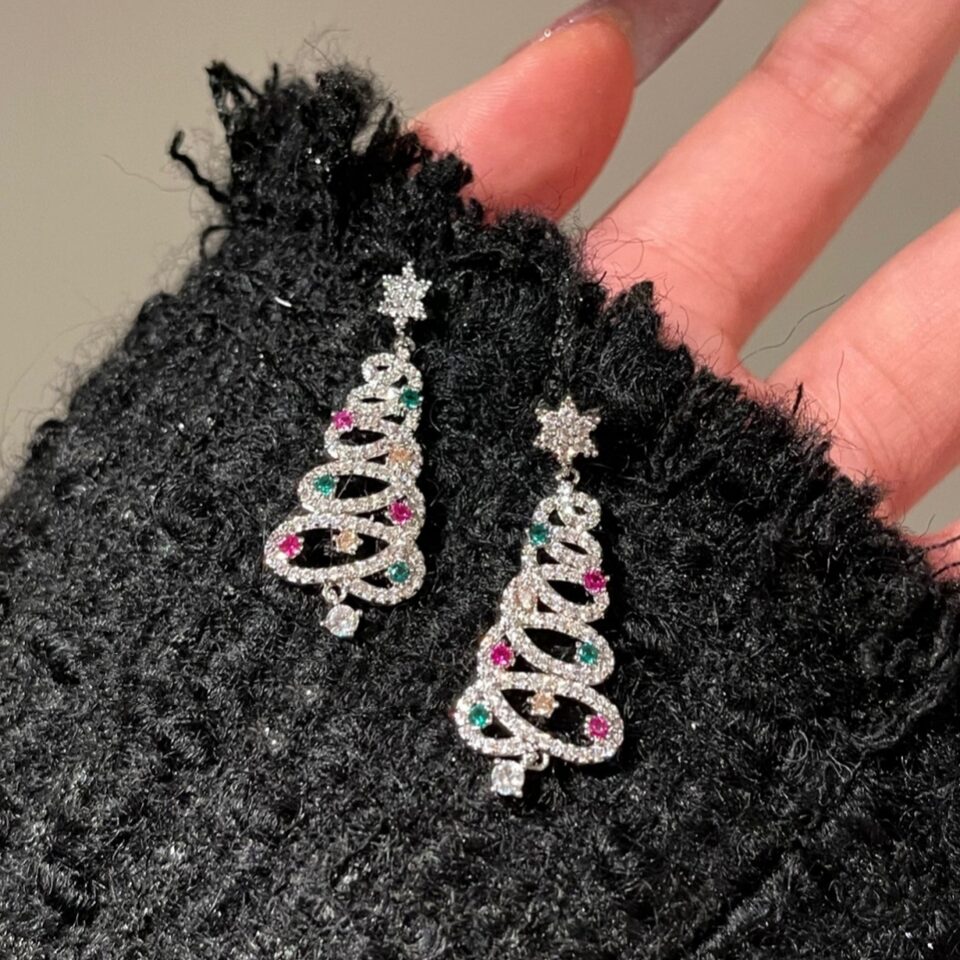 New Full Inlaid Colorful Zircon Christmas Tree Tassel
