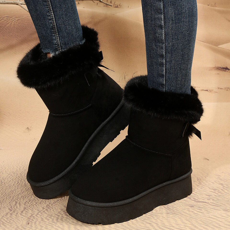 New Bow-knot Snow Boots Winter Plus Velvet Warm