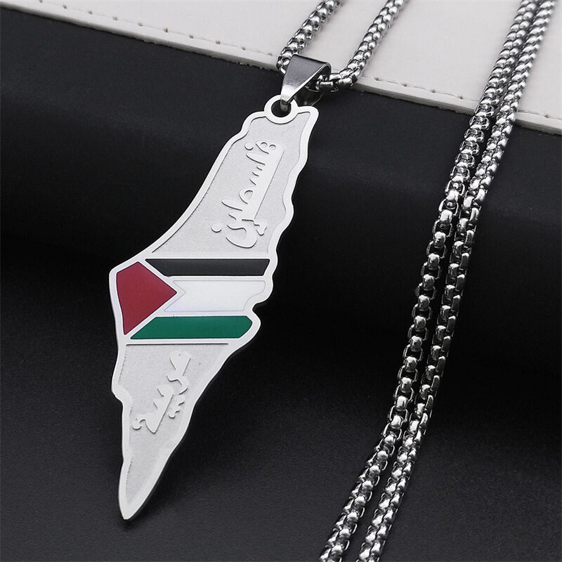 Palestine Israel Map Pendant Necklaces For Men Women