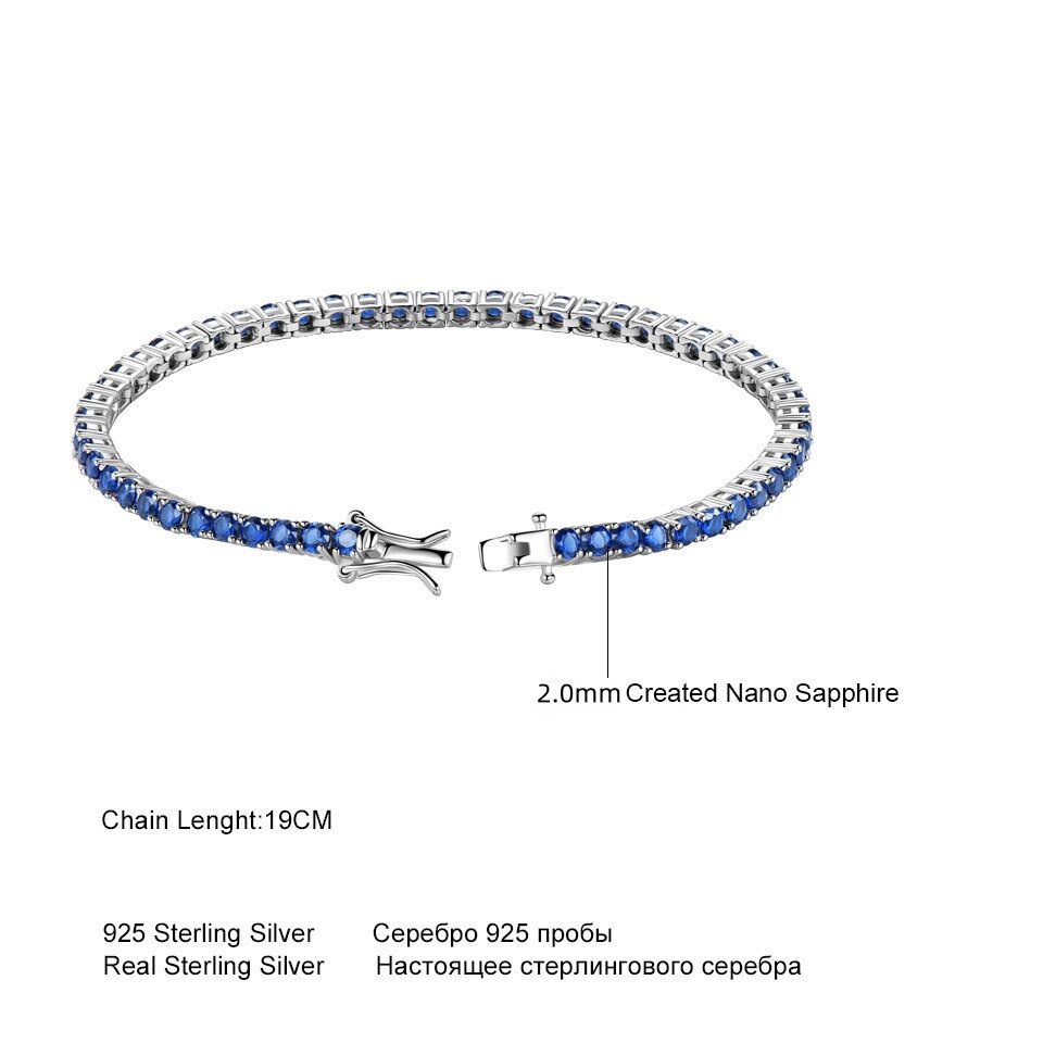 925 Sterling Silver Nano Sapphire Tennis Chain 30
