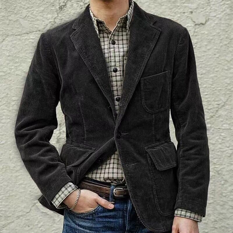 Corduroy Jacket Winter Solid Color Casual Blazer Fashion