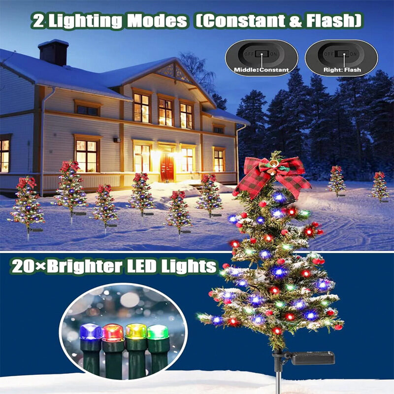 Waterproof Outdoor Christmas Decorations Solar Tree 2 Modes