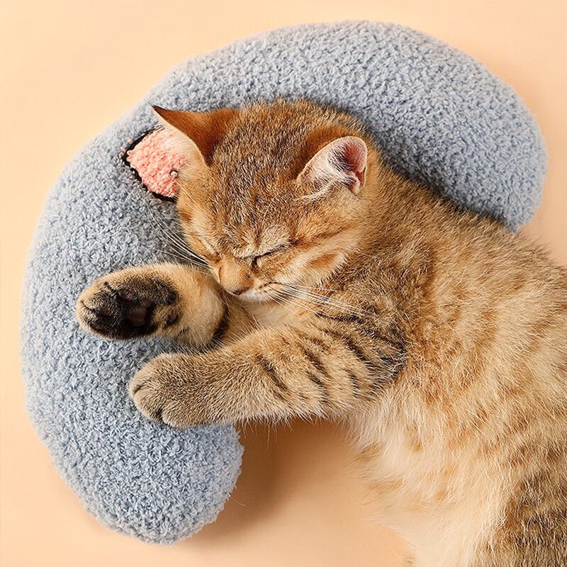 Dog Cat Sleeping Moon Pillow Small Plush