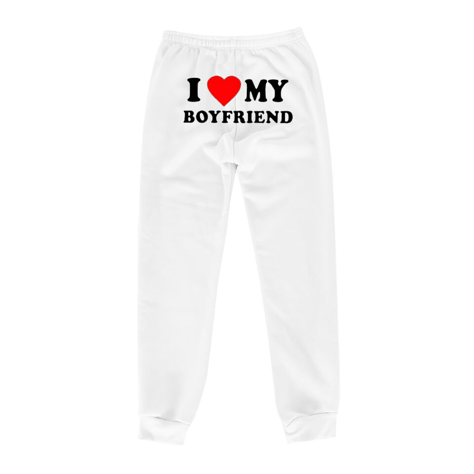 I Love My Boyfriend Printed Trousers Casual Sweatpants