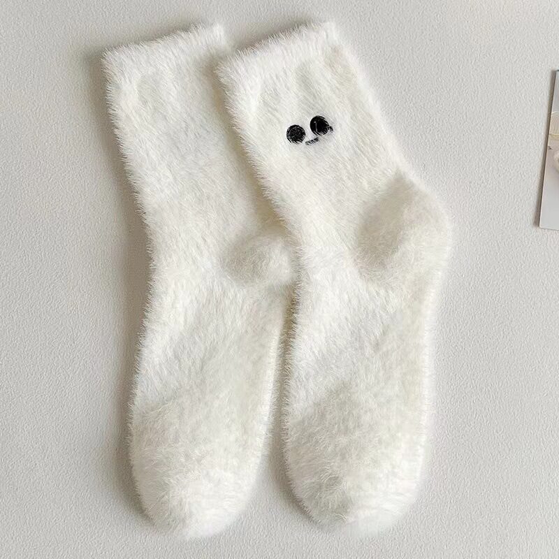 Women's Mid-calf Length Sock Cute Mink Fur Thick