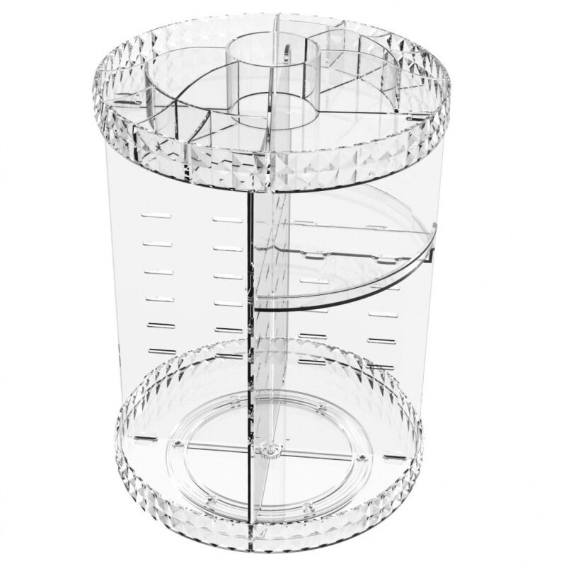 Rotating Cosmetics Storage Rack Table Red Skin Care