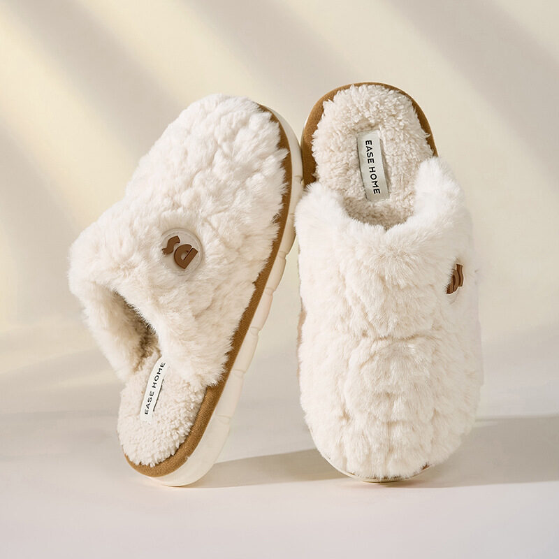 Warm Winter Plush Slippers Women Non-slip Thick-soled Fluffy