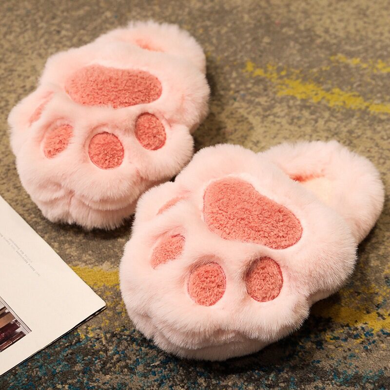 Cute Cat Claw Cotton Slippers Women's Plush