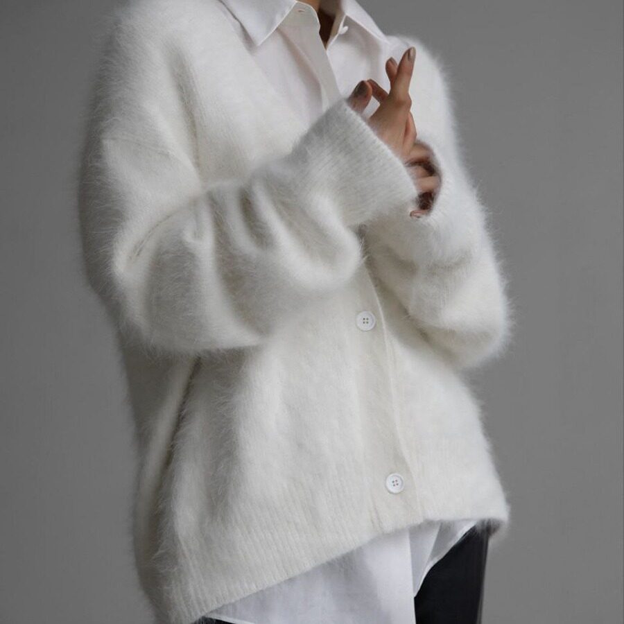 Loose V-neck Button Cardigan Fall Winter Fashion Single
