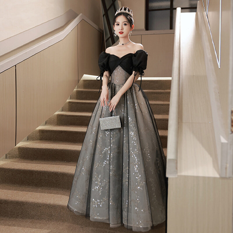 Off-shoulder Evening Dress High Sense Annual Birthday Performance