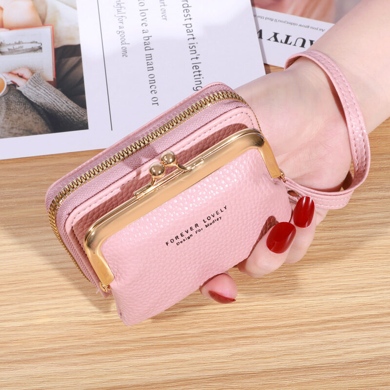 Women's Short Leather Wallet Multiple Card Slots Large
