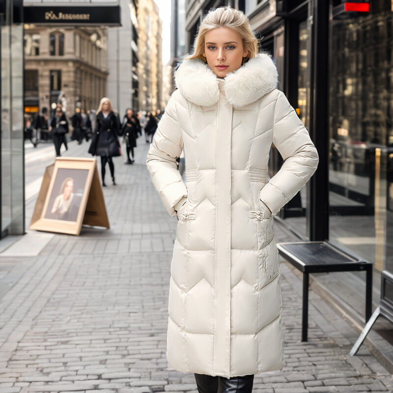 Winter Long Coat With Thickened Fur Collar Straight
