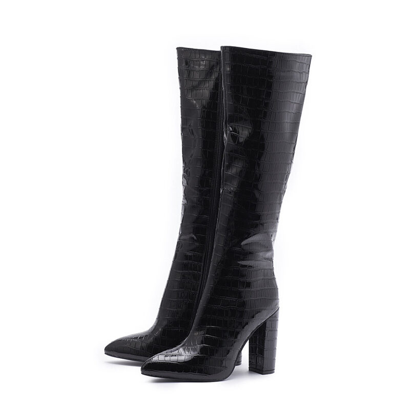 Fashion Boots Winter Pointed Toe High Square Heel