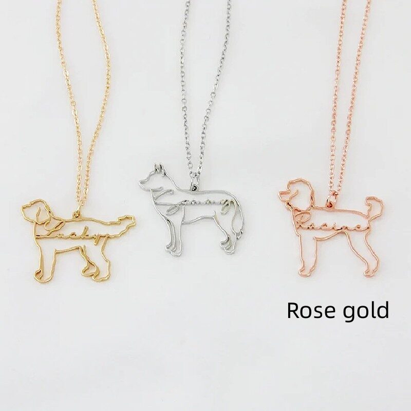 Pet Shape Name Pendant Stainless Steel Necklaces