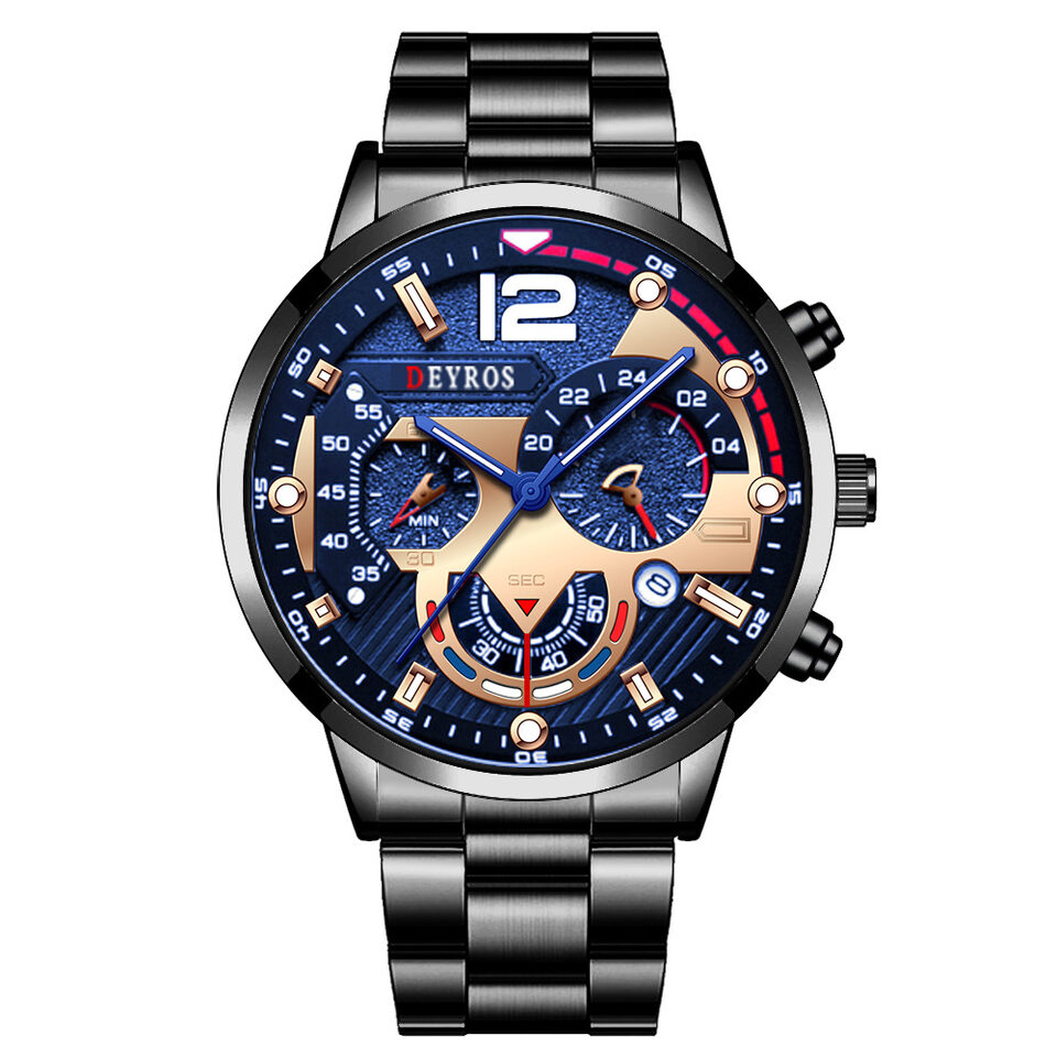 Men's Fashion Casual Six-pin Steel Belt Watch Quartz