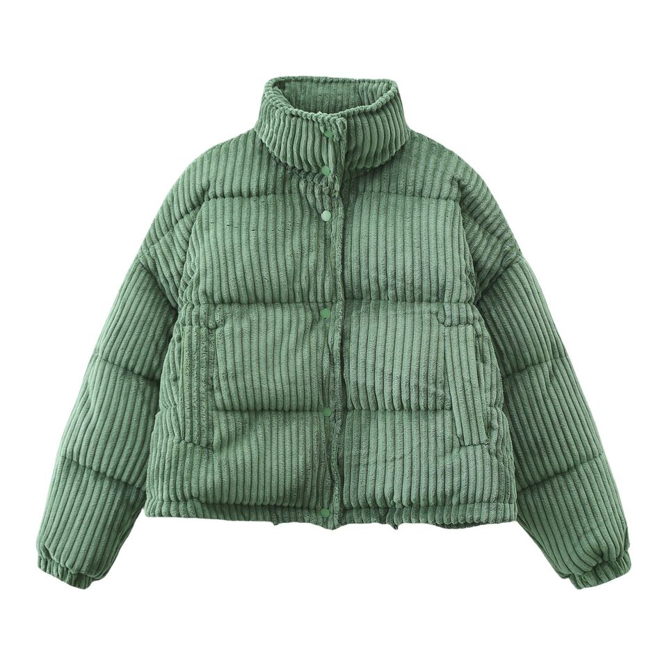 Warm Corduroy Puffer Jacket Coat Short Loose Cotton