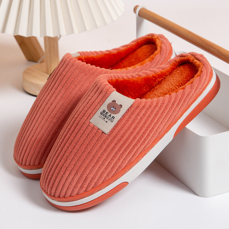Solid Color Striped Slippers For Women Thick-soled Anti-slip