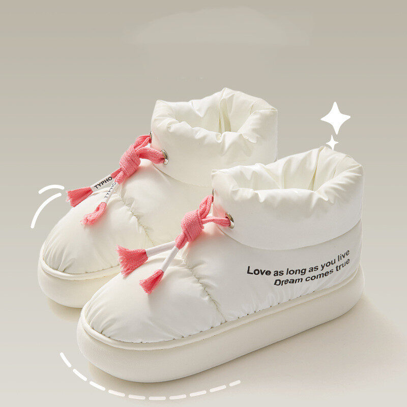 Winter Drawstring Cotton Shoes Indoor Outdoor Waterproof Thicked