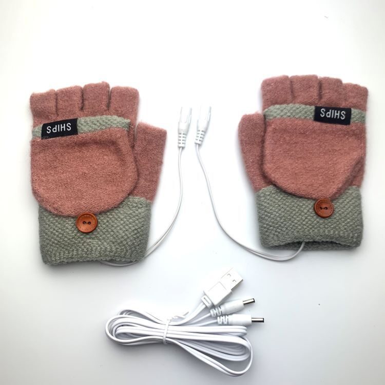 USB Electrically Heated Gloves Half Finger Indoor Outdoor