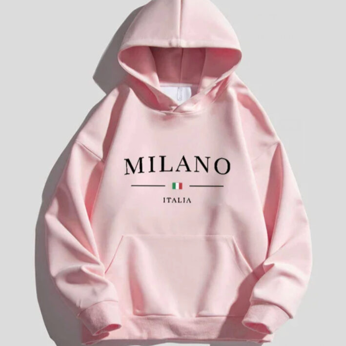 Loose-fitting Hoodie Fleece-lined Solid Color