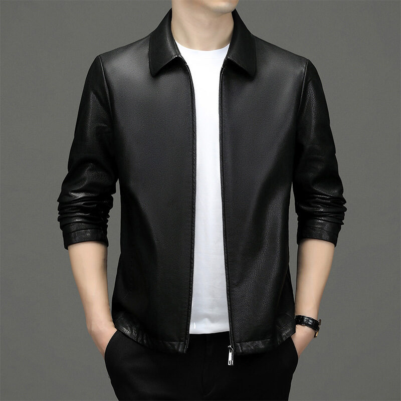 Lapel Ecological Real Leather Clothes Coat Jacket Men