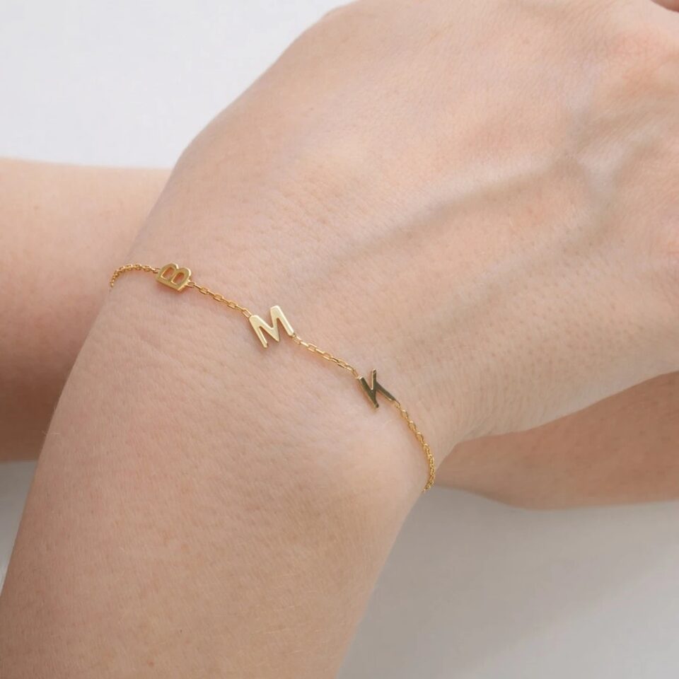 Letters Name Bracelets For Women Men Kid Stainless