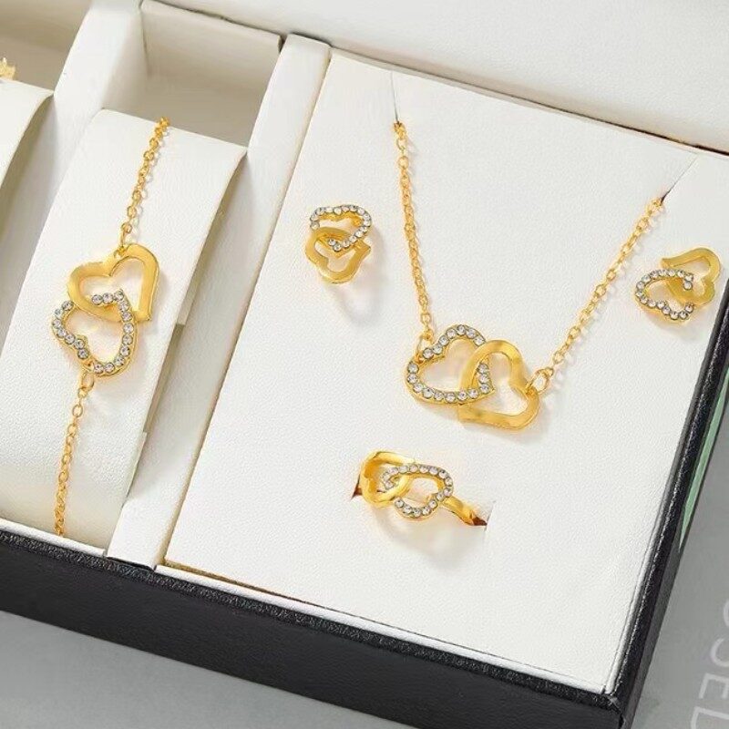 Simple Women Wear All-match Double Love Jewelry Suit