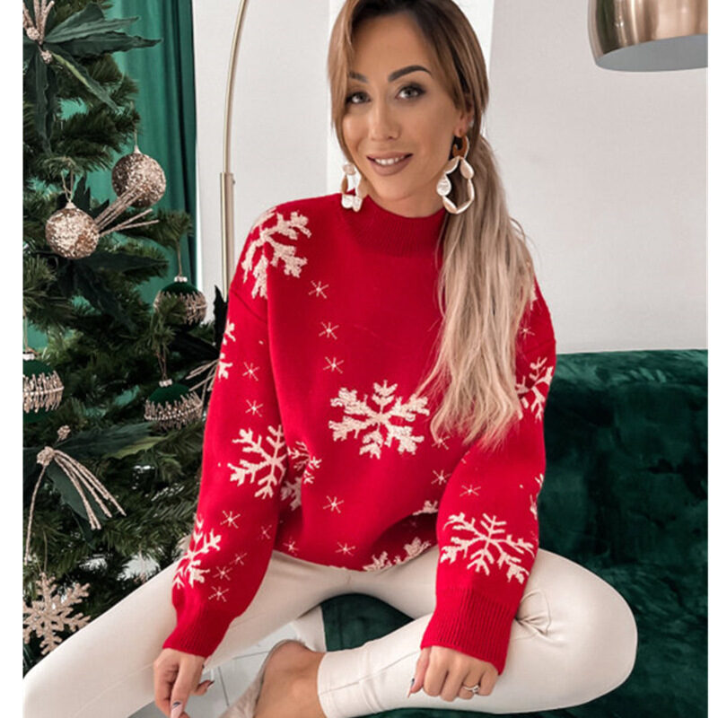 Fall Winter Women's Christmas Sweater Knitted Fluffy Loose