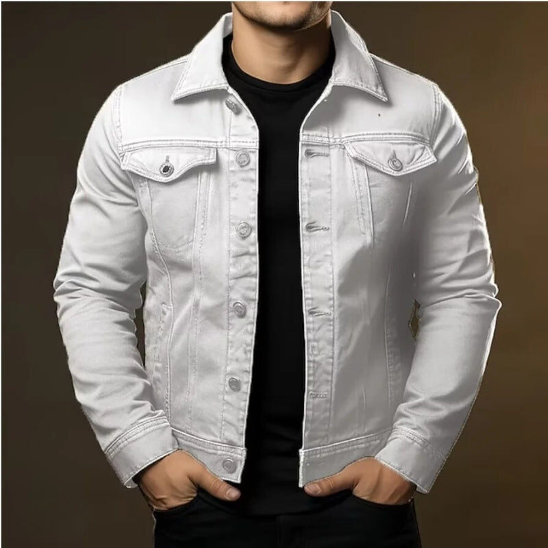 Men's Jacket Denim Coat Tooling Solid Color Thick
