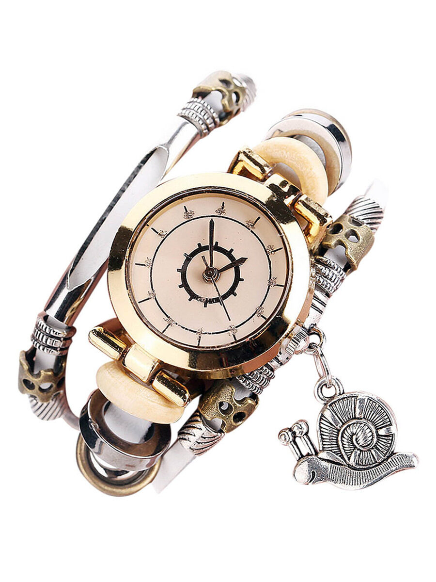 Women's Vintage Bracelet Watch Coiling Leather Snail Pendant