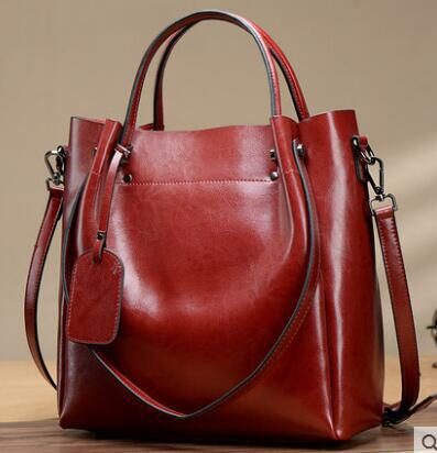 Women's Fashion Simple Portable Oil Wax Cattle Leather