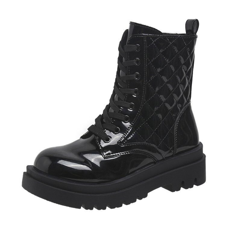 Lace-up Thick-heeled Boots Winter Casual Round Toe Platform