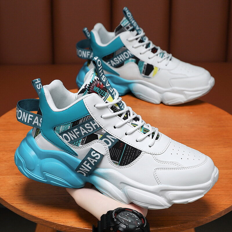 Men's High-top Sports Shoes New Fashion Colorblock Lace-up