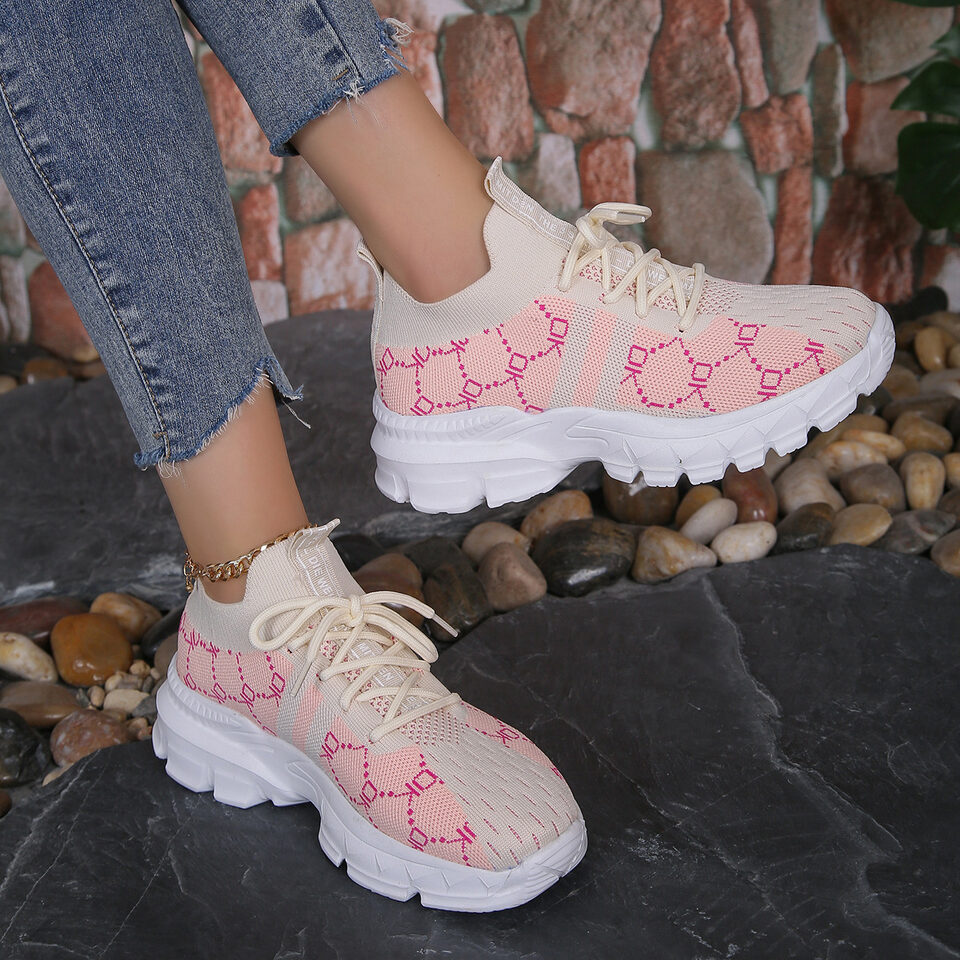 Women's Breathable Canvas Sneakers Mesh Lace Up Flat