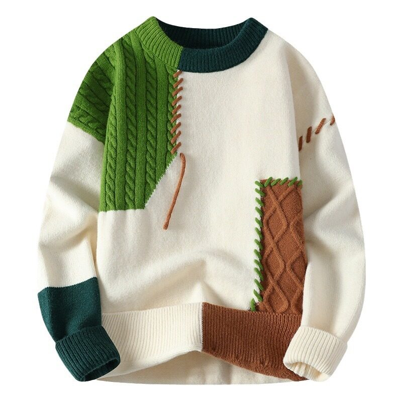 Ins Colorblock Pullover Sweater Winter Fashion Long Sleeve
