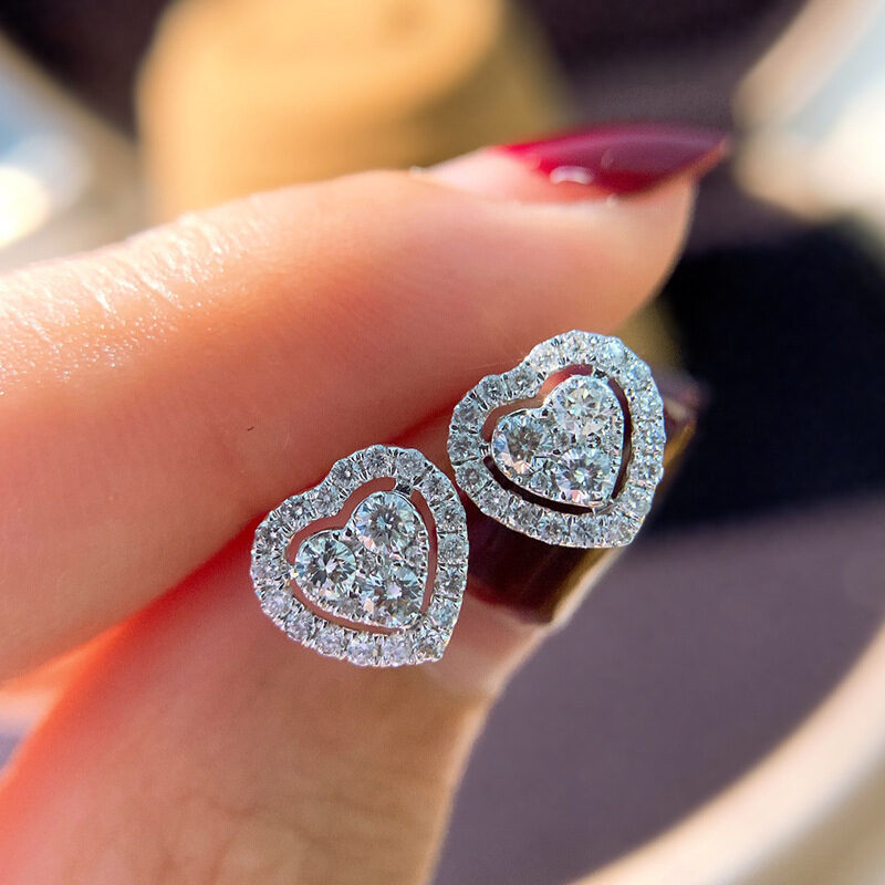 Rhinestone Love Stud Earrings For Women Temperament Fashion