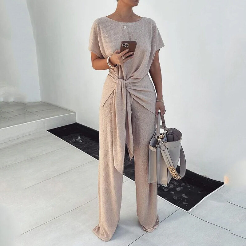 New Fashionable Knitted Pleated Lace-up Graceful And Suit
