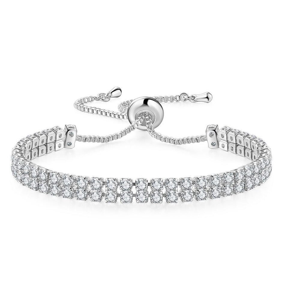 Fashion Double Row Zircon Bracelet For Women Rhinestone