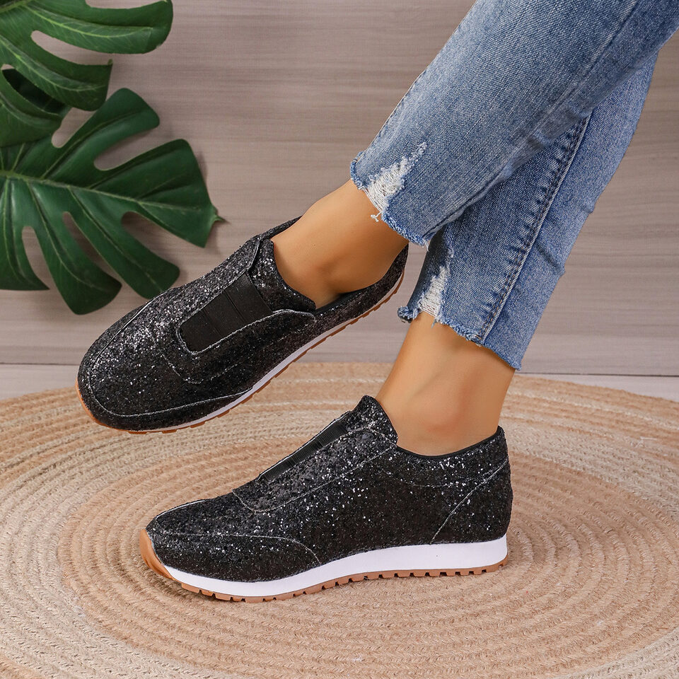 Gold Sliver Sequined Flats New Fashion Casual Round