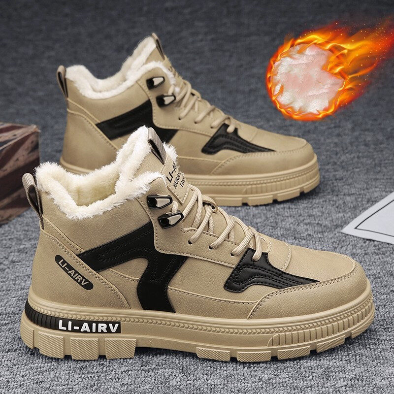 Winter Thickened Velvet Warm Ankle Boots Men Outdoor
