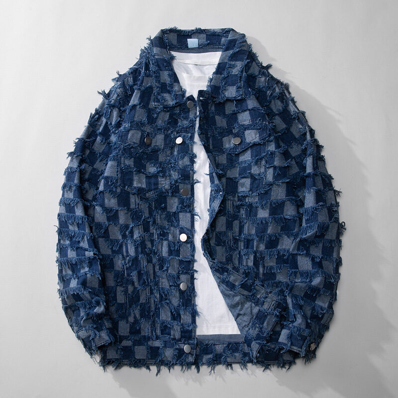 Fall Winter Cowboy Jacket Men Loose Burrs Denim