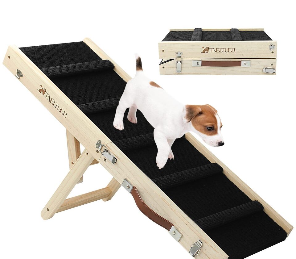 Wooden Adjustable Pet Dog Ladder Foldable Portable Non-slip