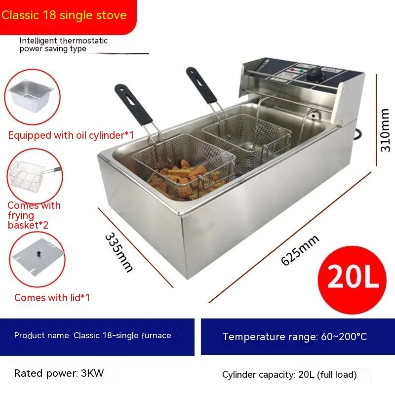 Commercial Stainless Steel Deep Frying Pan Temperature Control