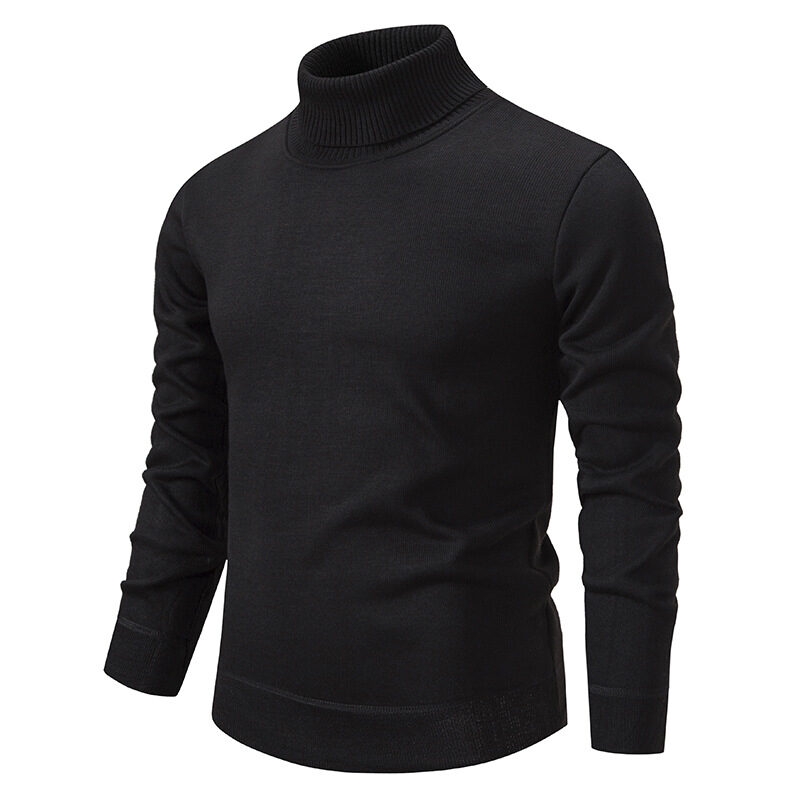 Men's Turtleneck Pullover Sweater Fashion Solid Color Fleece
