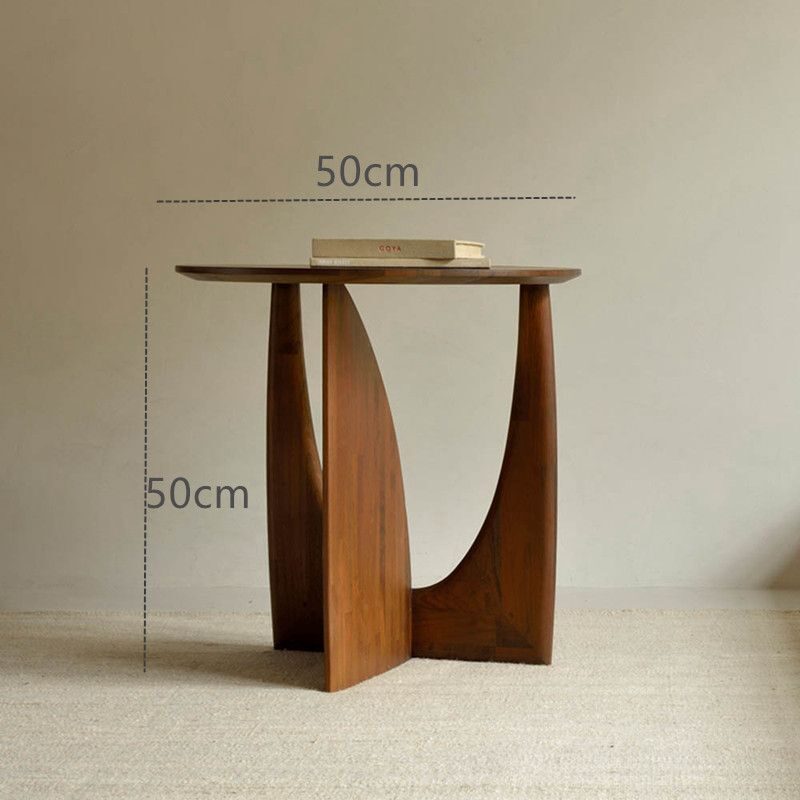 Round Solid Wood Side Table Geometric Designer Corner