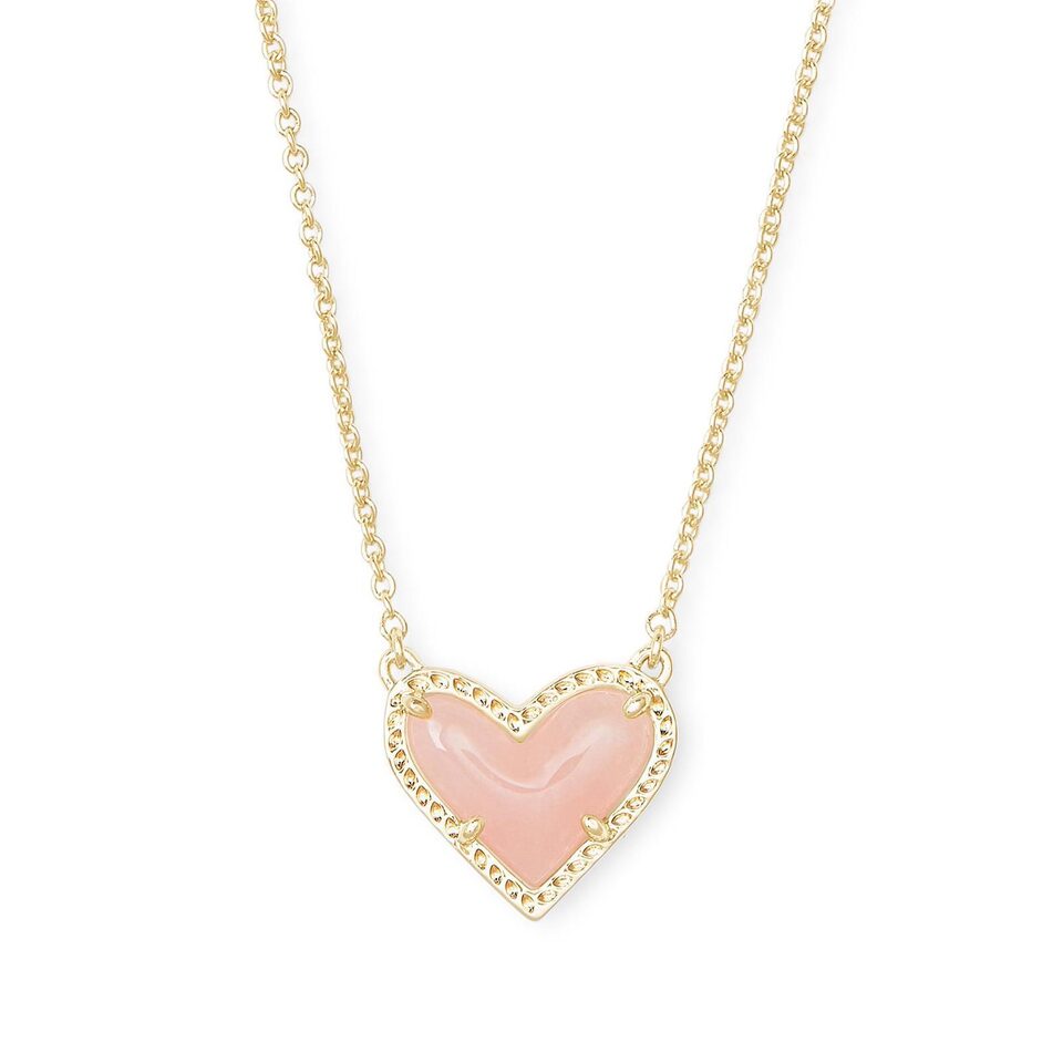 Heart-shaped Necklace Adjustable Peach Heart Natural Stone Clavicle